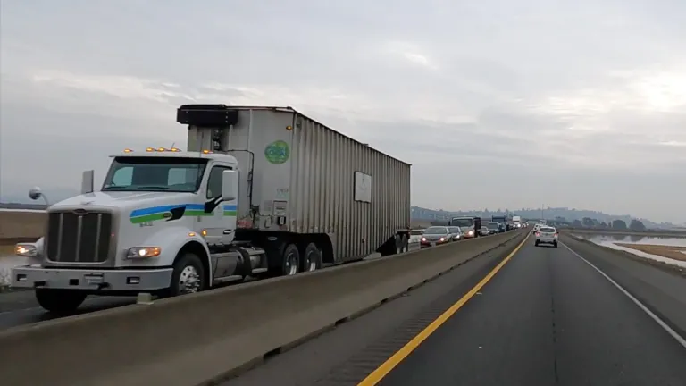 Trucks and other vehicles on State Route 37.