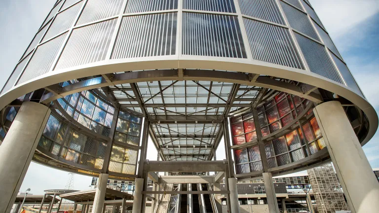 Looking up at the Warm Springs BART Station Rotunda