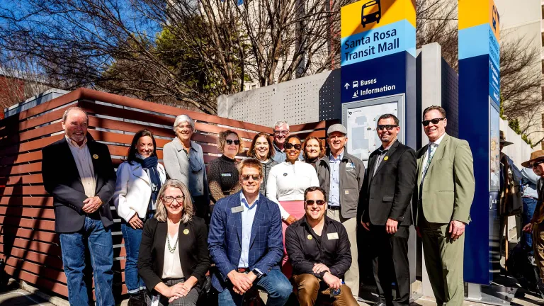 MTC and transit agency officials at the Mapping and Wayfinding debut event in Santa Rosa.