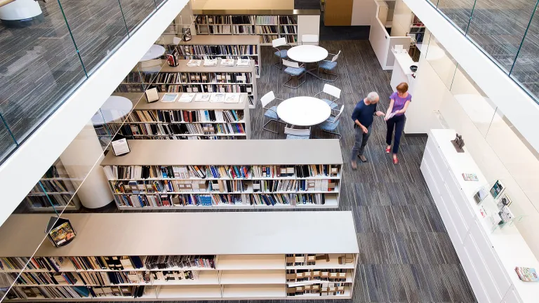 High angle view of the MTC/ABAG library at the Metro Center.