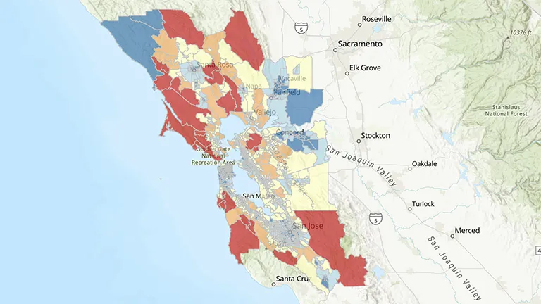 Screen capture of the Plan Bay Area 2050 Vehicle Miles Traveled Map.