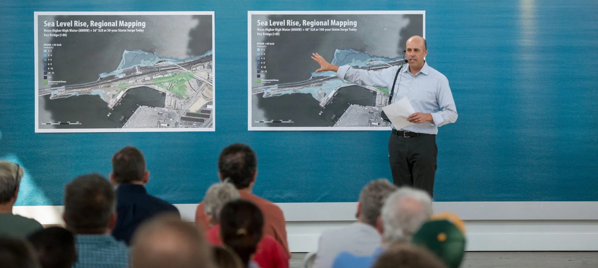 speaker presenting to Resilient by Design teams at Bay Bridge East Span