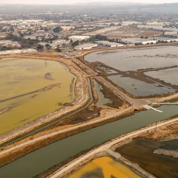 Aerial Shot of South Bay Salt Ponds