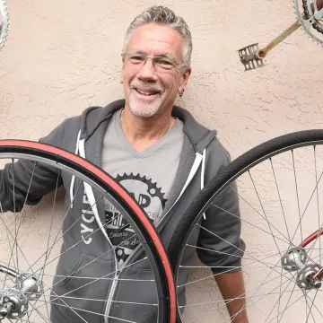 Billy Bradford with bicycles