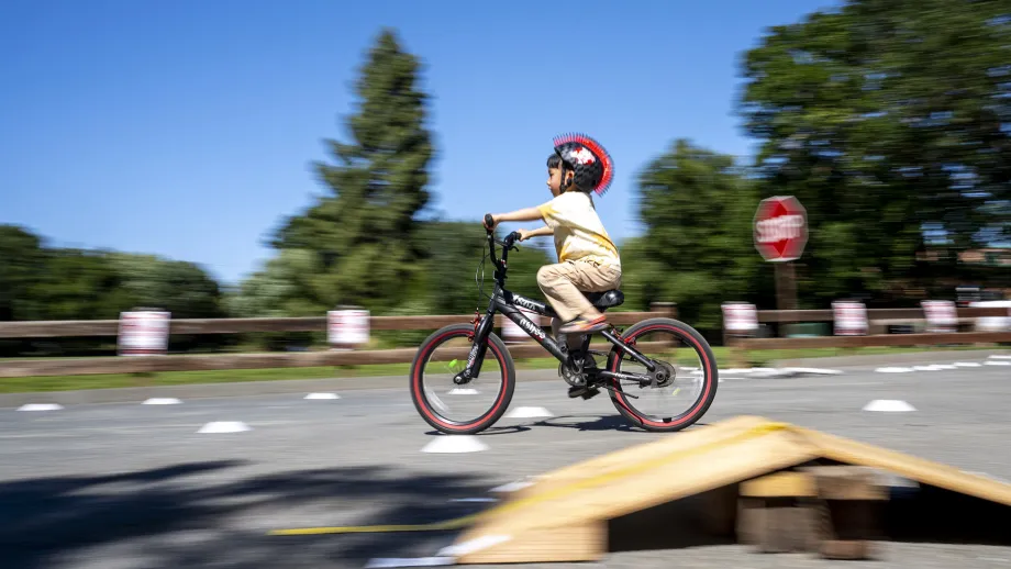 A young cyclist on  Bike to Wherever Days 2026.