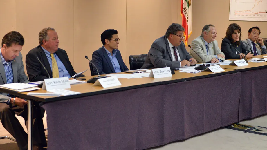 Panel of state legislators at informational hearing at 8/21/15 MTC meeting
