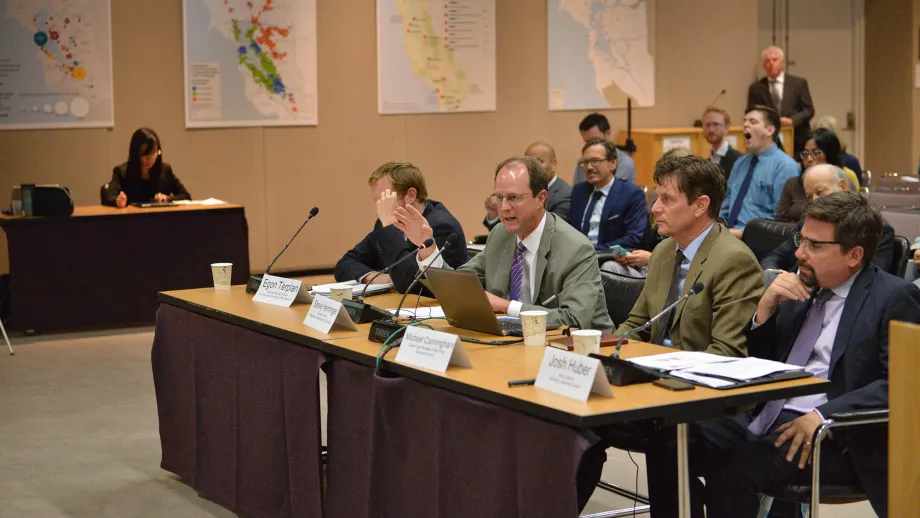 Egon Terplan, Steve Heminger, Michael Cunningham and Josh Huber at the 8/21 hearing