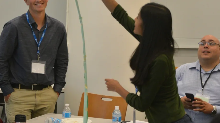 The day's events included a competition to build the tallest freestanding tower from a single sheet of paper.