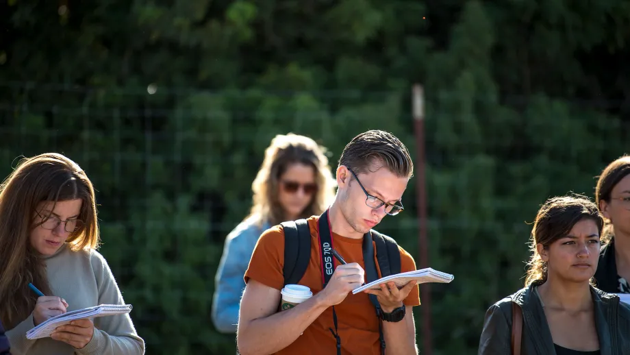 Design Team members diligently taking notes at the Napa Plant Site