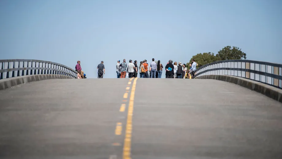 Learning about resilient infrastructure on Scaggs Island. This bridge was damaged in the most recent Napa earthquake and is no longer safe to drive on.