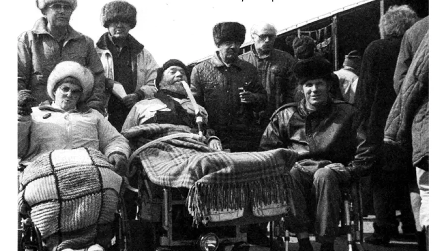 Working In Russia as part of the World Institute on Disability’s team of trainers, Ed caused quite a stir, since most Russians had never seen an electric wheelchair or a person with a respirator on the street.