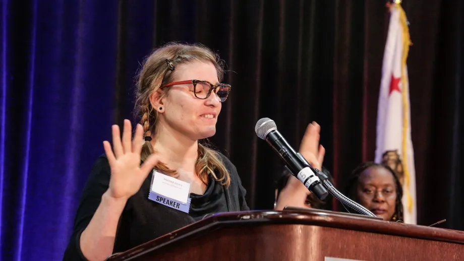  Melissa Jones spoke about the challenges of working as a teacher and raising a child in the North Bay.