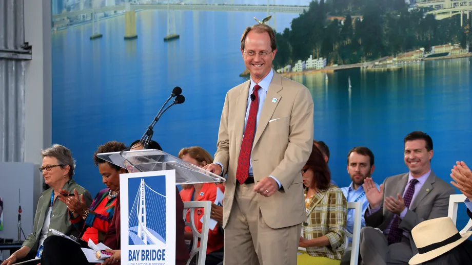 MTC/BATA Executive Director Steve Heminger, who also serves as chair of the Toll Bridge Program Oversight Committee, which oversaw construction of the new span. 