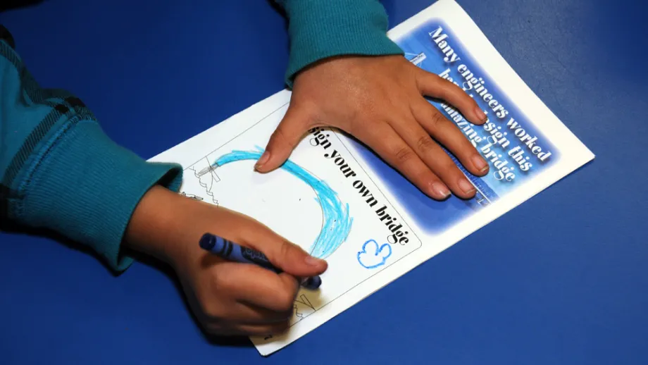 Kindergartners "designed" their own bridge