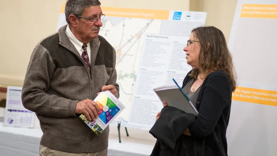 MTC Commissioner Jim Spering with open house participant
