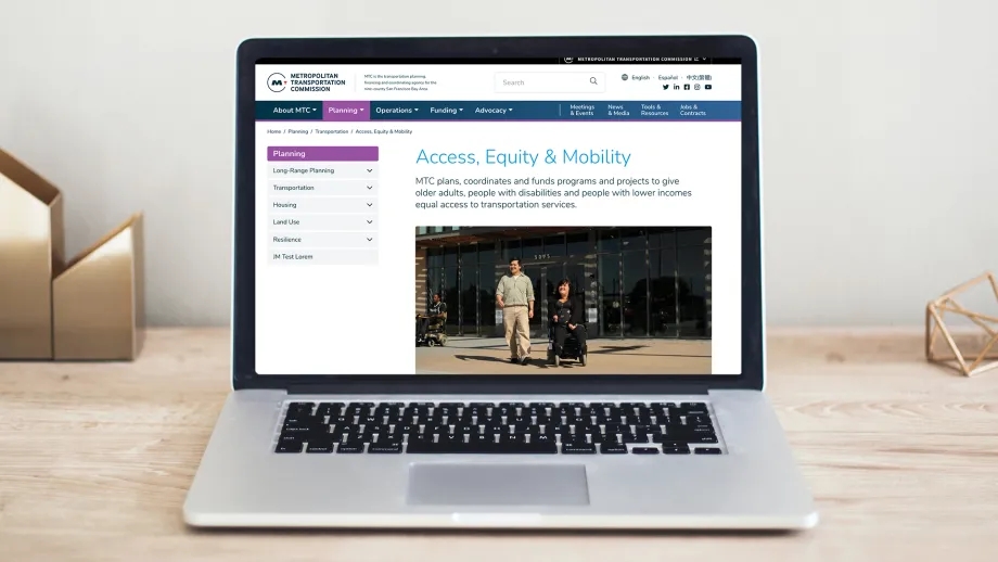 A laptop computer displaying the new MTC website.