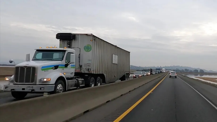 Trucks and other vehicles on State Route 37.