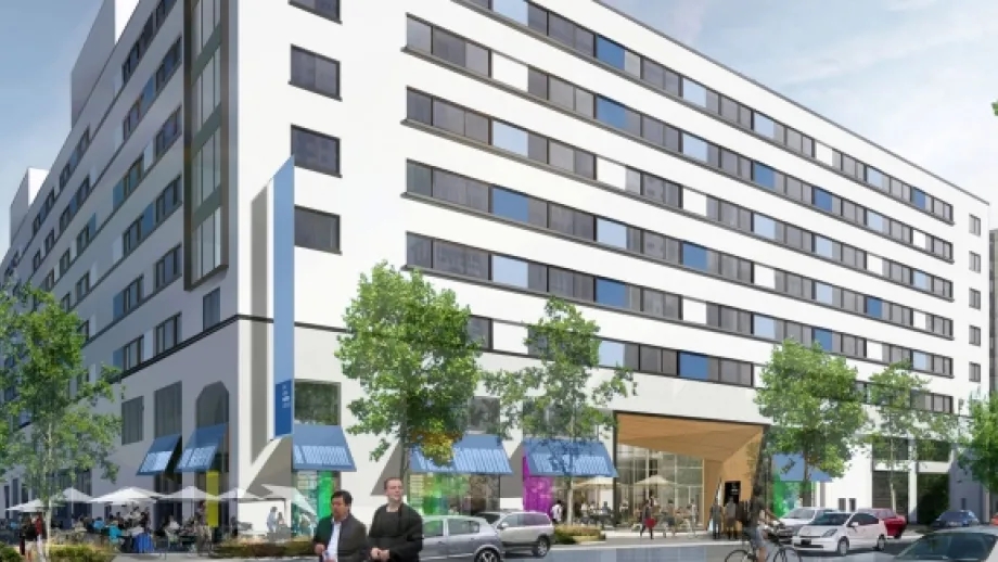 a rendering of the exterior view of the Bay Area Metro Center
