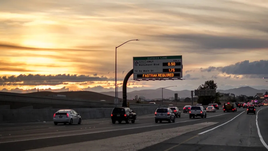 FasTrak required sign on interstate 680 HOV Express Lanes.  