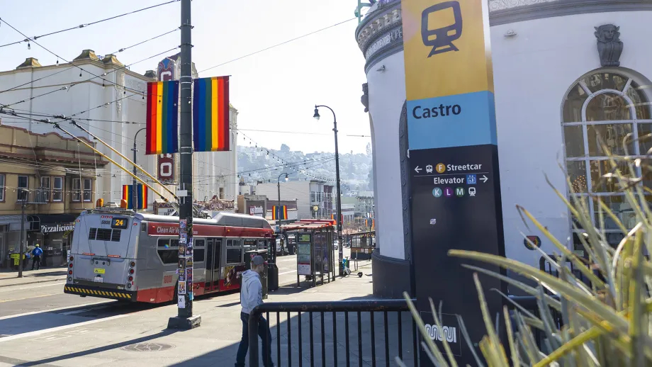 New transit signs at Castro station in San Francisco.
