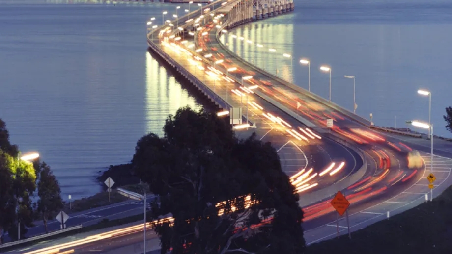 Richmond-San Rafael bridge at nightfall