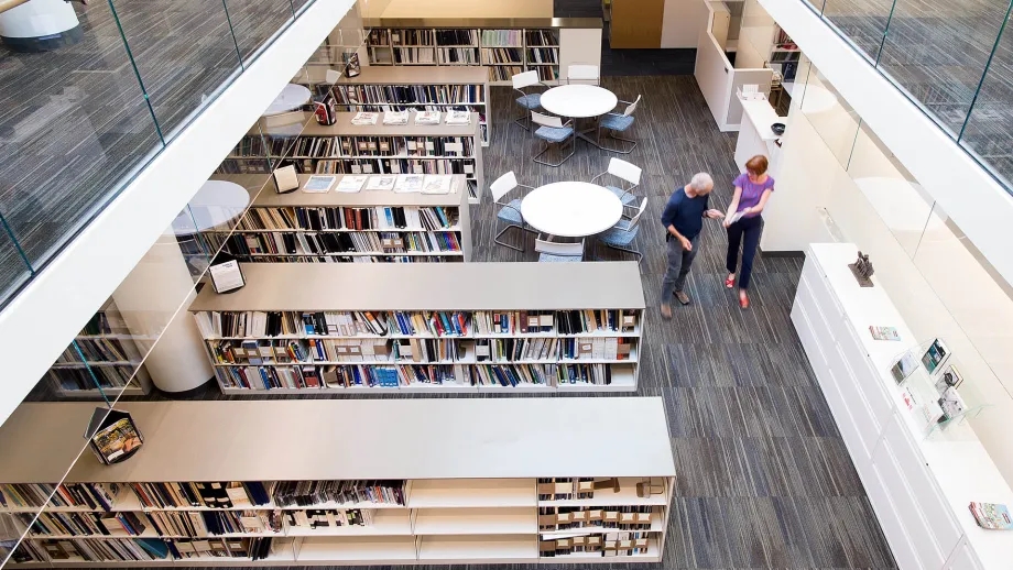 High angle view of the MTC/ABAG library at the Metro Center.