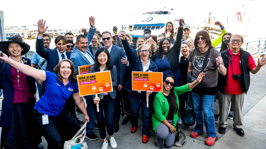 Participants in the 2025 Transit CEO Ride Along Transit Month event.