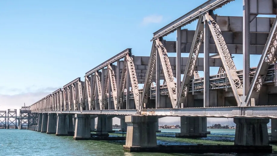 remnants of old East Span of the San Francisco-Oakland Bay Bridge