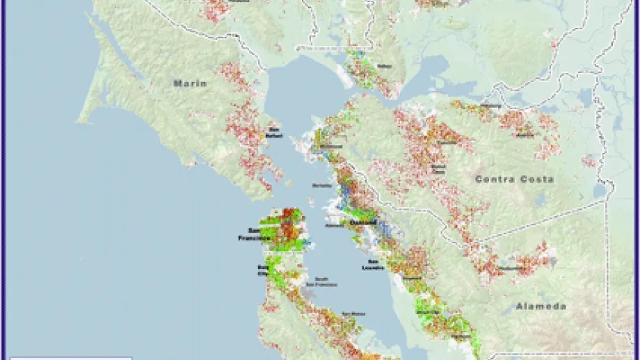 map of racial diversity of neighborhoods in the San Francisco Bay Area