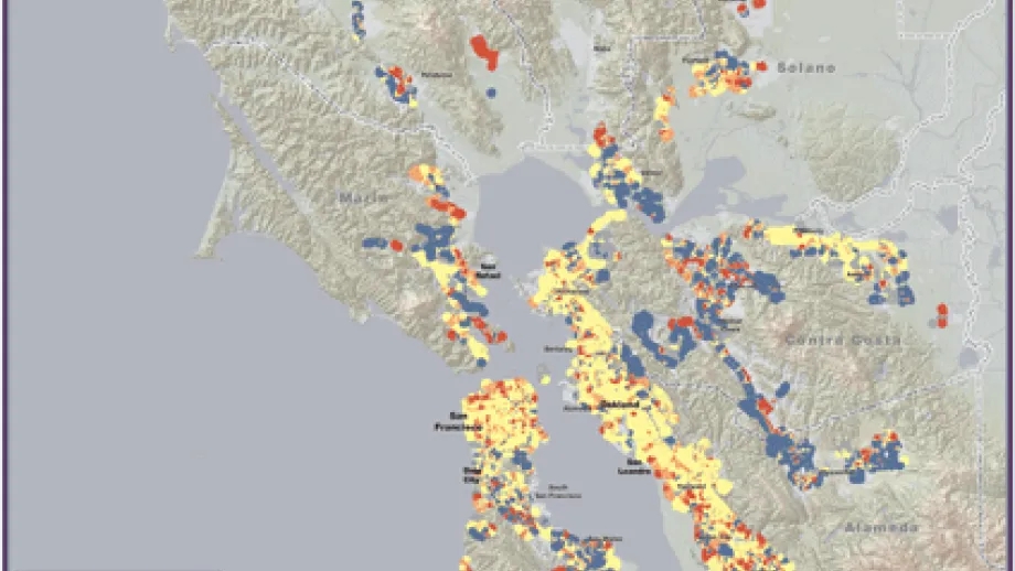 map of Change In Transit Service Frequency
