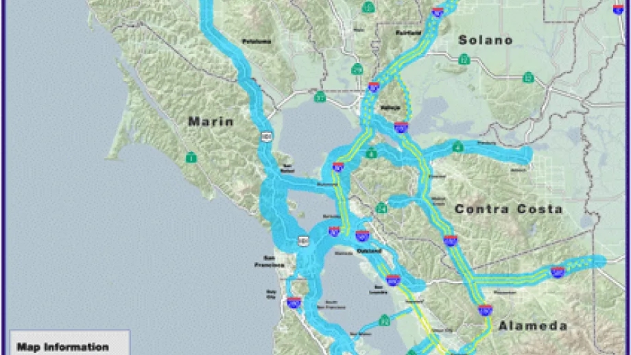 map of Express Bus Service Level On Regional Express Lanes