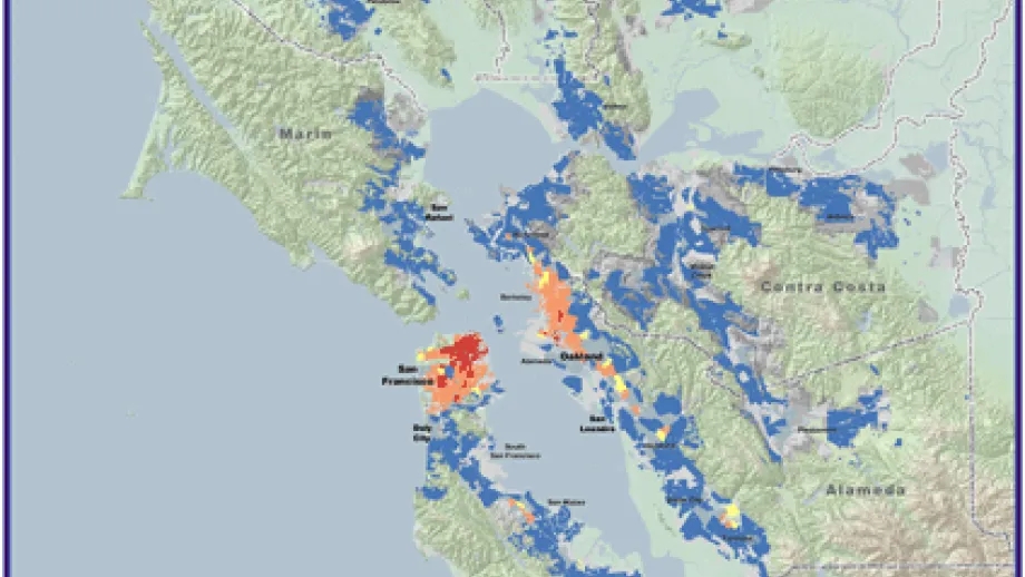 map of Essential Destinations Accessible By Transit